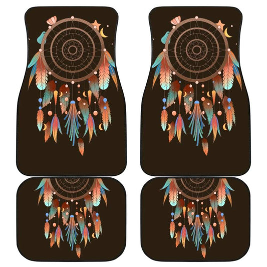 Native Dreamcatcher Feather Brown Themed Car Floor Mats 211204 - YourCarButBetter