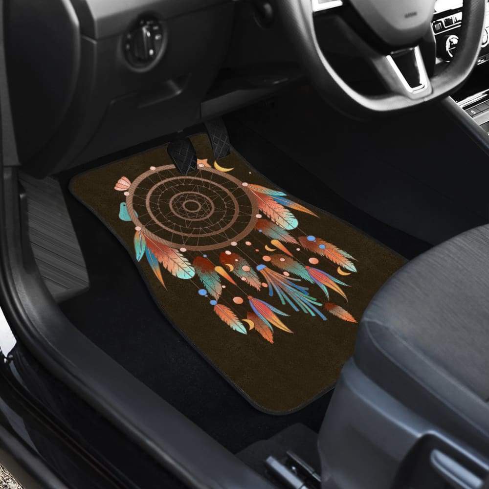 Native Dreamcatcher Feather Brown Themed Car Floor Mats 211204 - YourCarButBetter