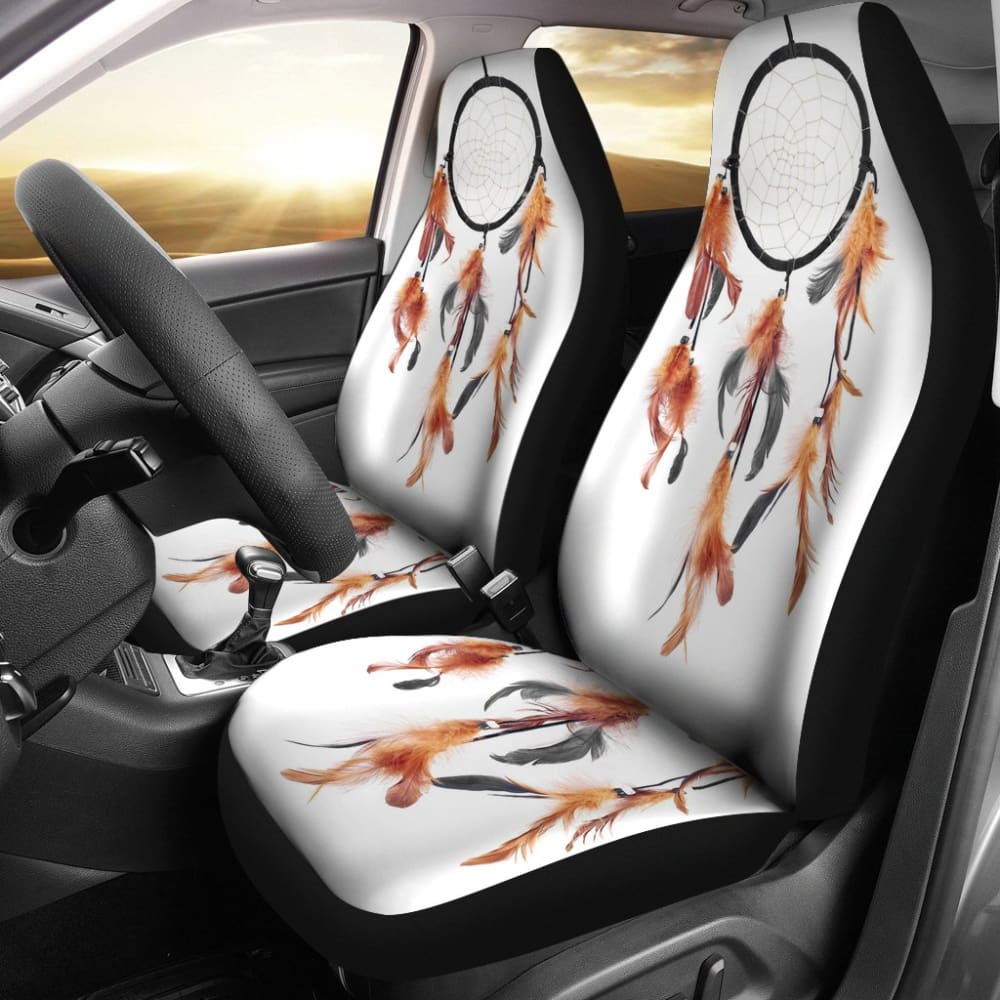 Native Dreamcatcher Orange Feather Car Seats Covers 211204 - YourCarButBetter