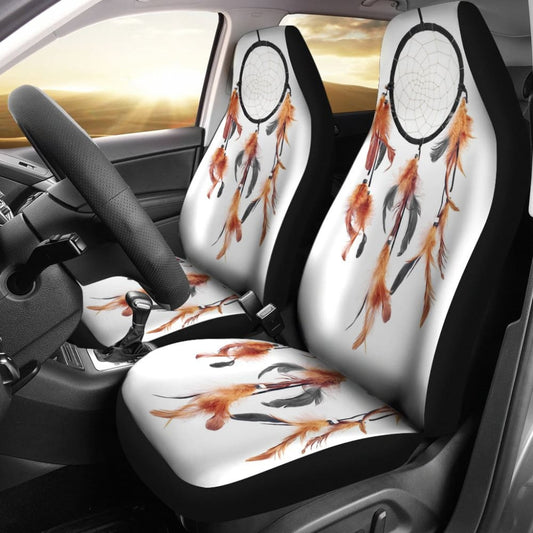 Native Dreamcatcher Orange Feather Car Seats Covers 211204 - YourCarButBetter