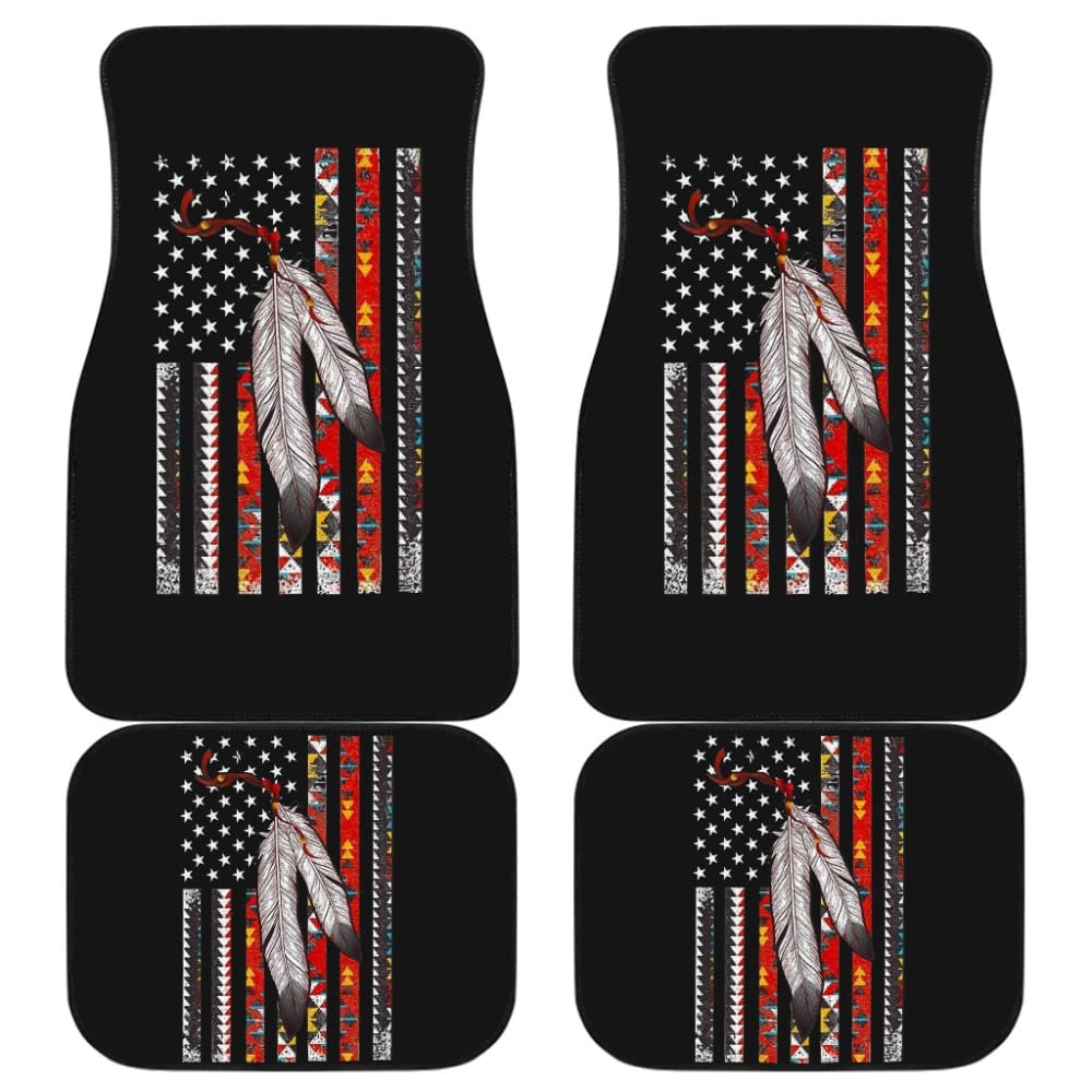 Native Feather American Flag Car Floor Mats Accessories 211804 - YourCarButBetter