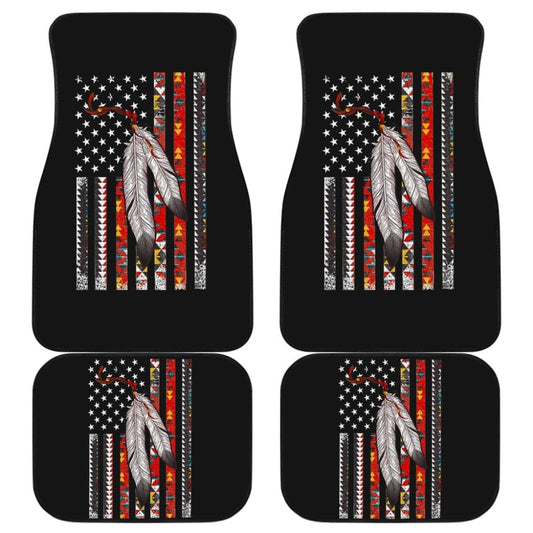Native Feather American Flag Car Floor Mats Accessories 211804 - YourCarButBetter