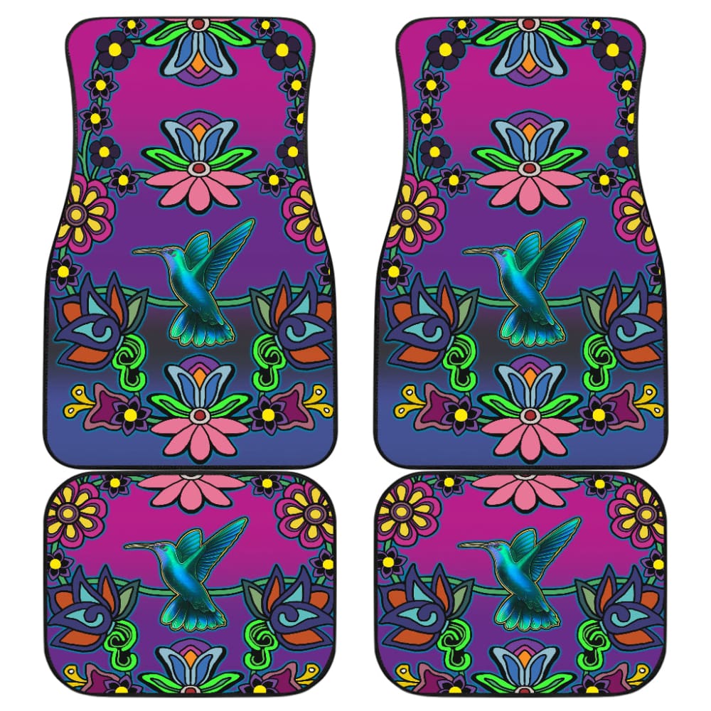 Native Floral Hummingbird Design Car Floor Mats 211301 - YourCarButBetter
