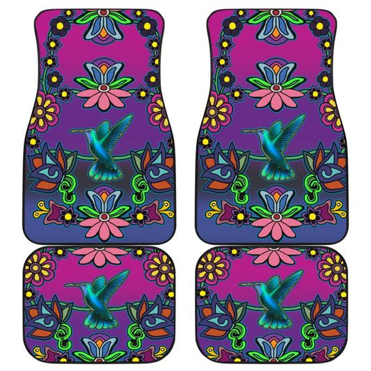 Native Floral Hummingbird Design Car Floor Mats 211301 - YourCarButBetter