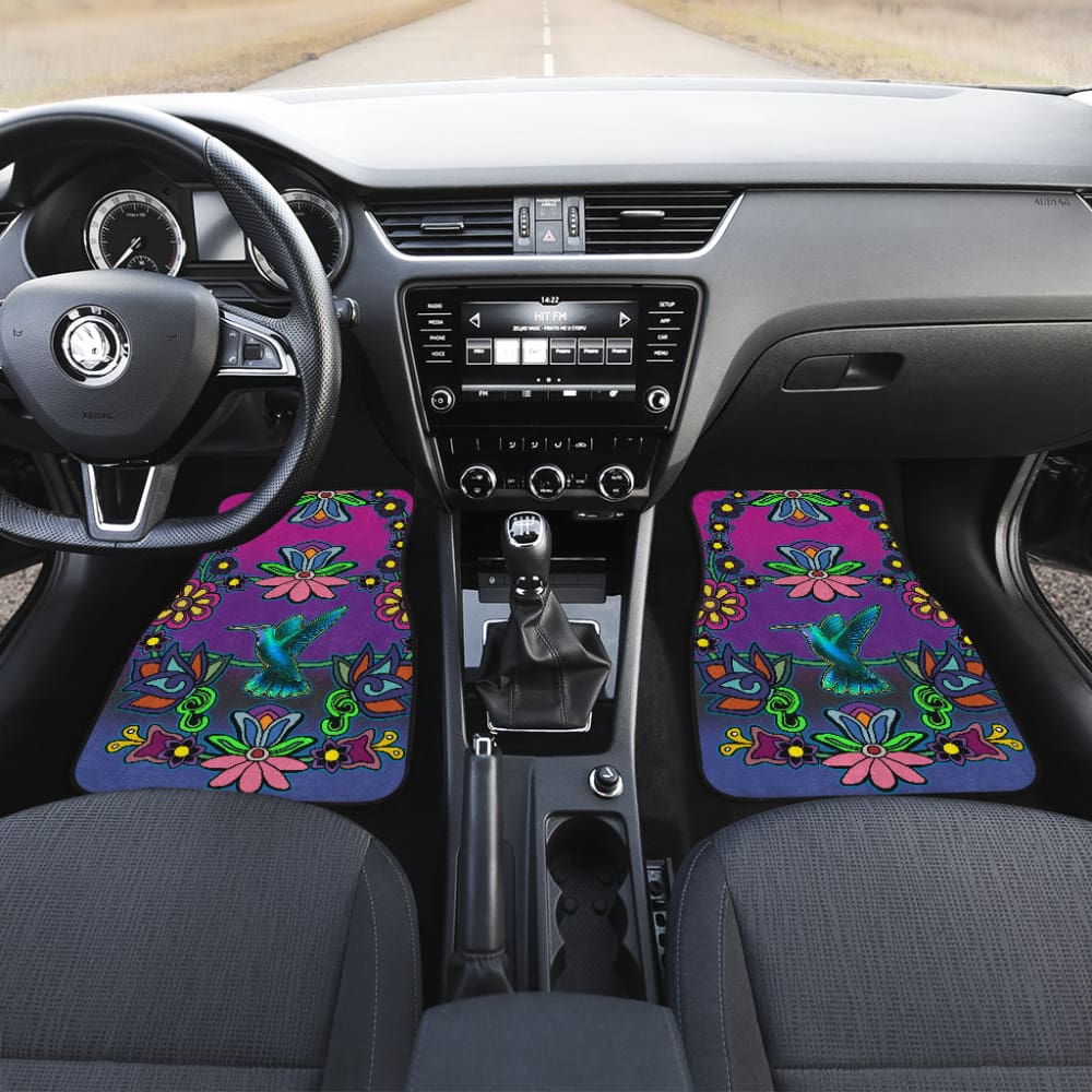 Native Floral Hummingbird Design Car Floor Mats 211301 - YourCarButBetter