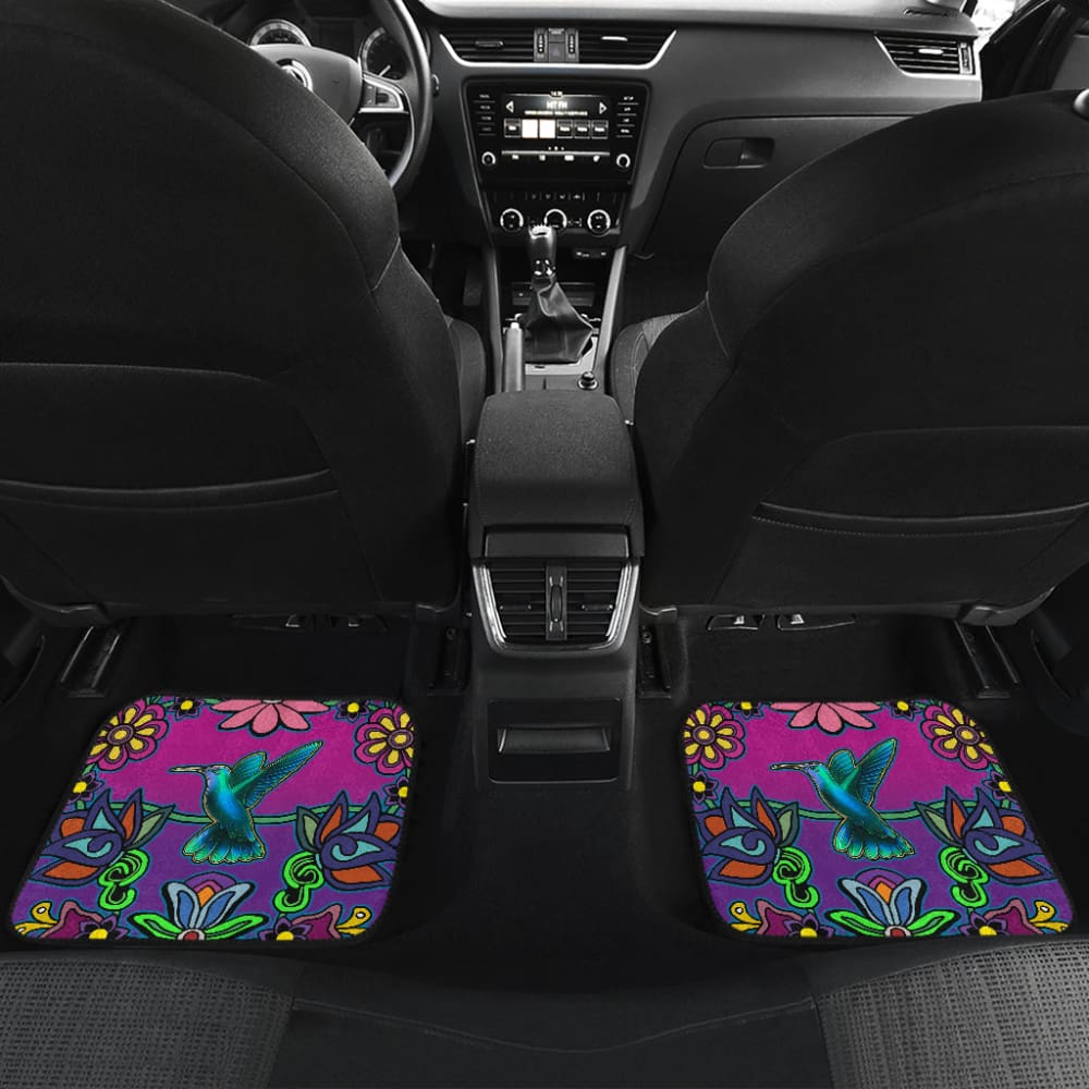 Native Floral Hummingbird Design Car Floor Mats 211301 - YourCarButBetter