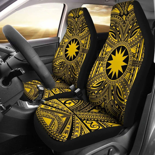 Nauru Car Seat Cover - Nauru Coat Of Arms Polynesian Gold Black 105905 - YourCarButBetter