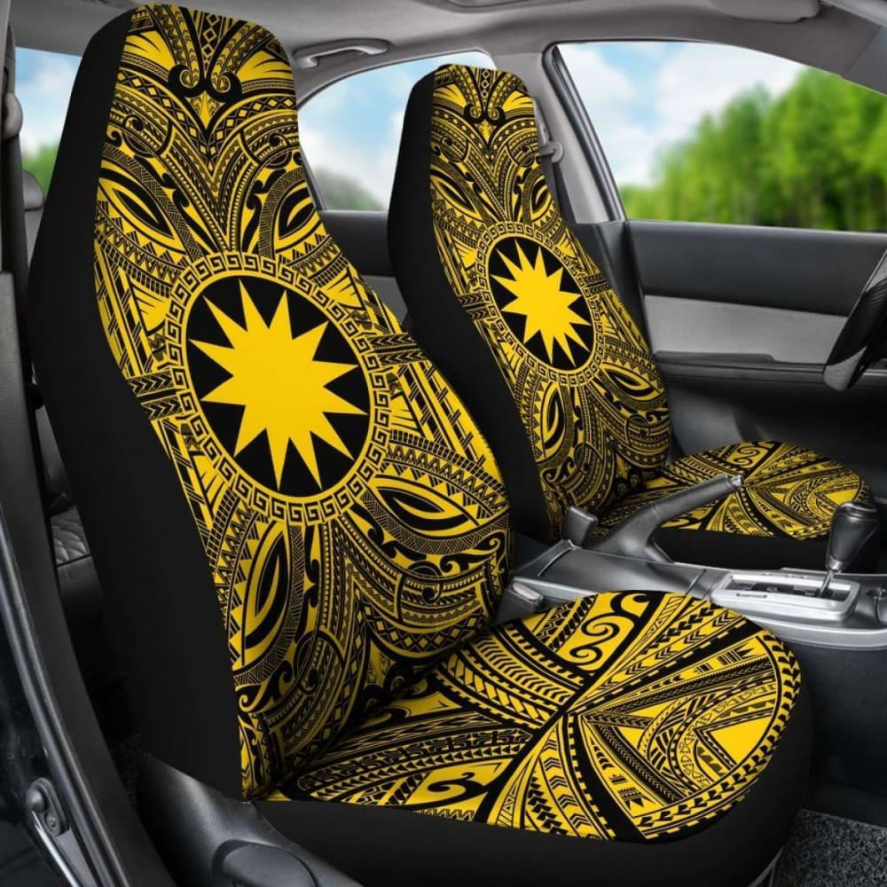 Nauru Car Seat Cover - Nauru Coat Of Arms Polynesian Gold Black 105905 - YourCarButBetter