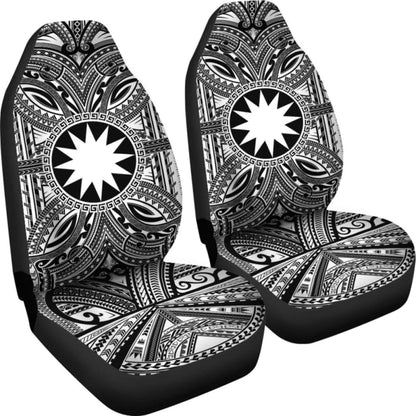 Nauru Car Seat Cover - Nauru Coat Of Arms Polynesian White Black 105905 - YourCarButBetter