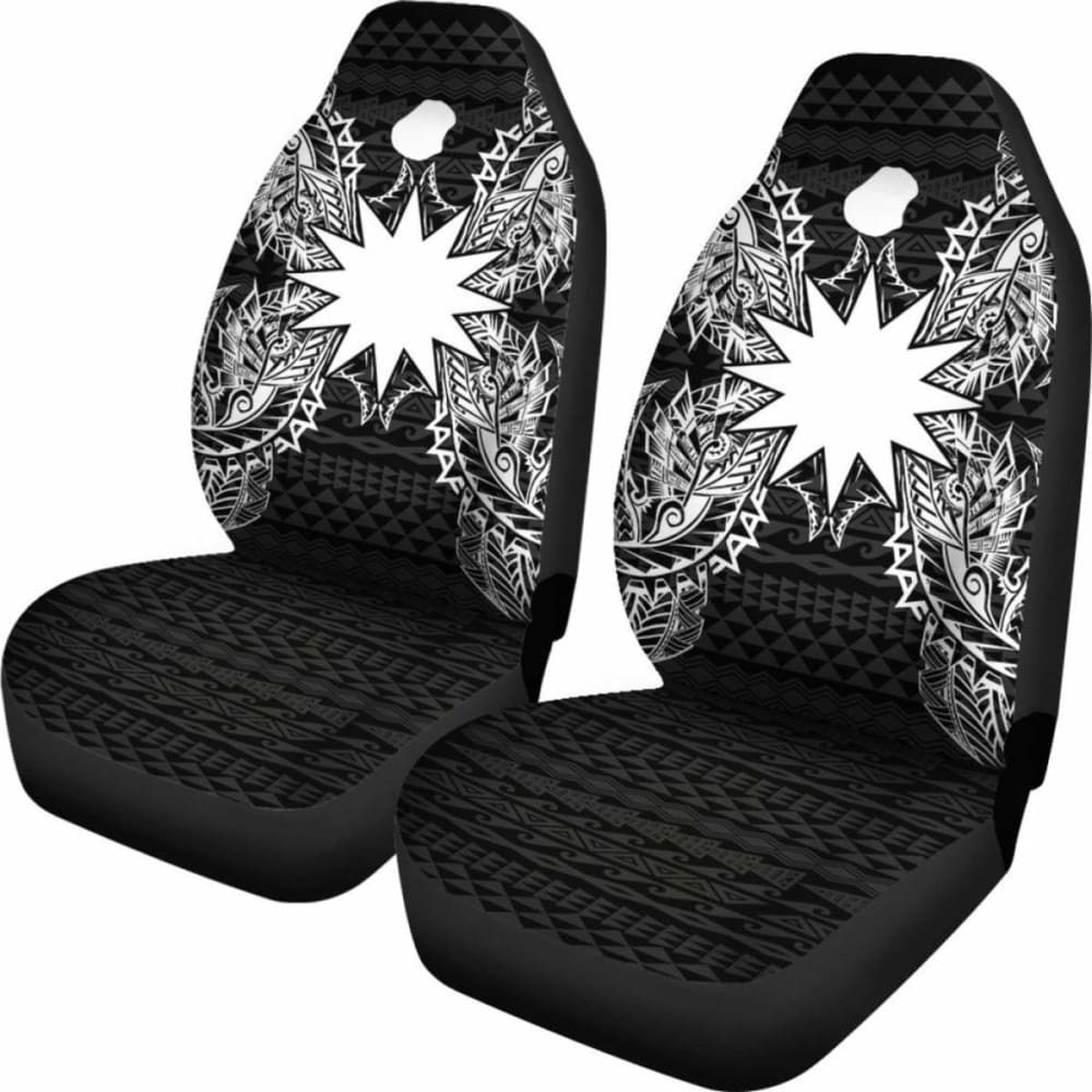 Nauru Car Seat Cover - Nauru Flag Map Black - 105905 - YourCarButBetter