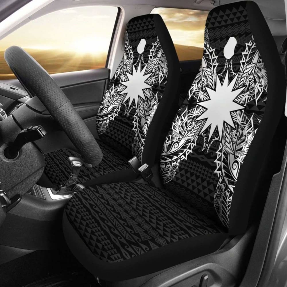 Nauru Car Seat Cover - Nauru Flag Map Black - 105905 - YourCarButBetter