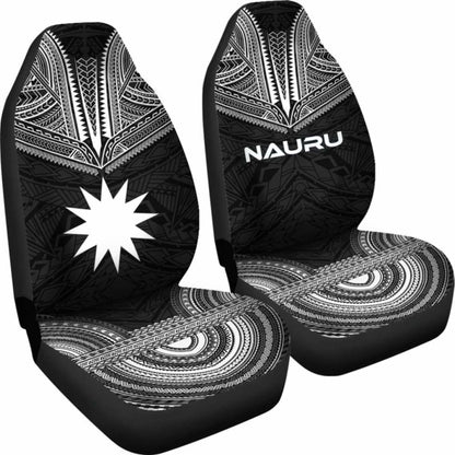 Nauru Car Seat Cover - Nauru Flag Polynesian Chief Tattoo Black Version - 10 174914 - YourCarButBetter