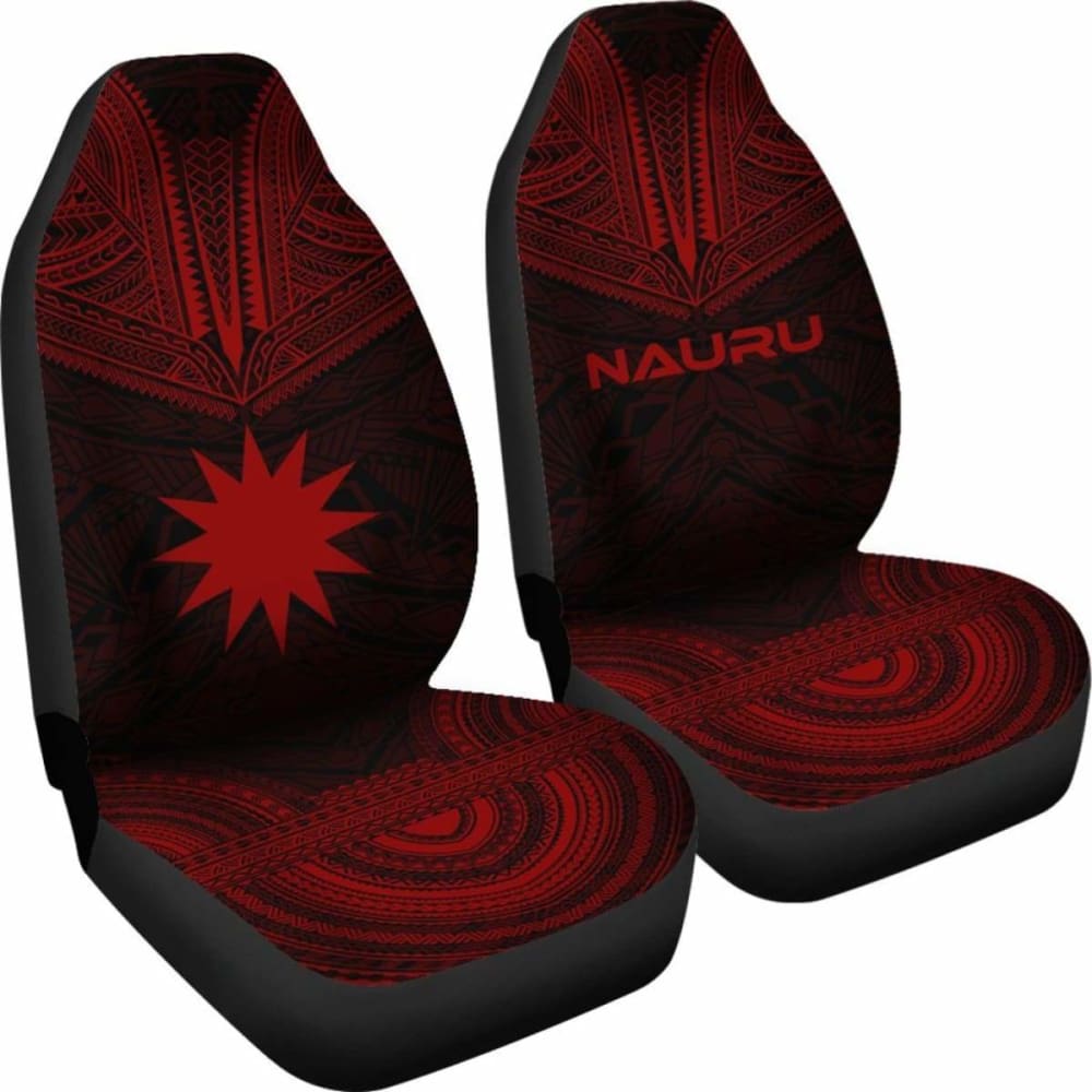 Nauru Car Seat Cover - Nauru Flag Polynesian Chief Tattoo Red Version - 10 174914 - YourCarButBetter