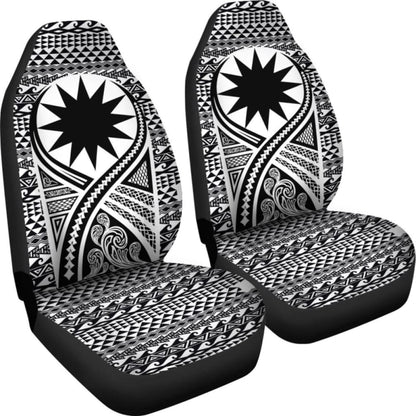 Nauru Car Seat Cover - Nauru Flag Polynesian Tattoo Black - 105905 - YourCarButBetter