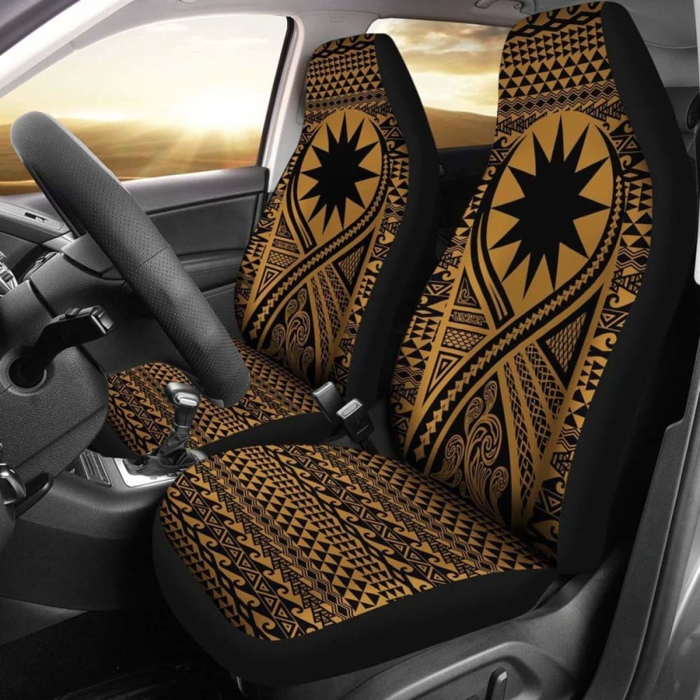 Nauru Car Seat Cover - Nauru Flag Polynesian Tattoo Gold - 9 174914 - YourCarButBetter