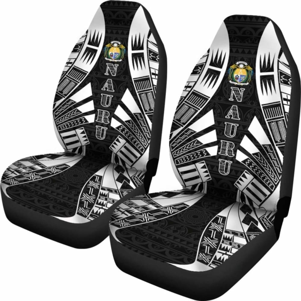 Nauru Car Seat Covers - Nauru Coat Of Arms Polynesian Tattoo Black - 9 174914 - YourCarButBetter
