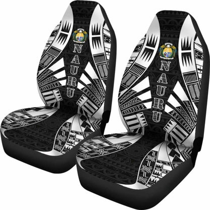 Nauru Car Seat Covers - Nauru Coat Of Arms Polynesian Tattoo Black - 9 174914 - YourCarButBetter