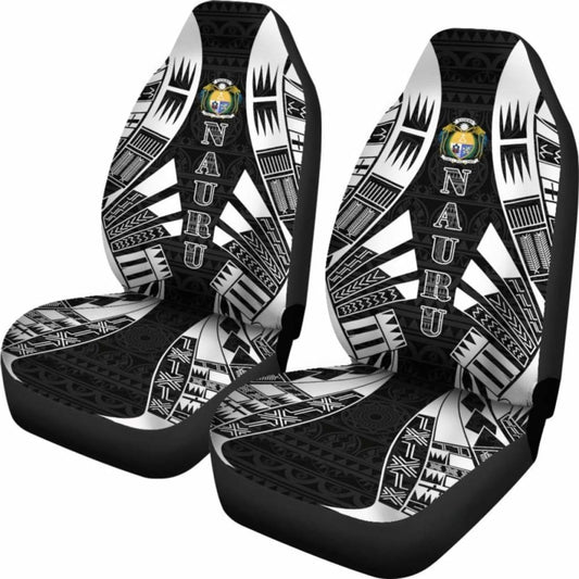 Nauru Car Seat Covers - Nauru Coat Of Arms Polynesian Tattoo Black - 9 174914 - YourCarButBetter