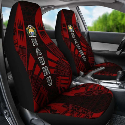 Nauru Car Seat Covers - Nauru Coat Of Arms Polynesian Tattoo Red - 9 174914 - YourCarButBetter