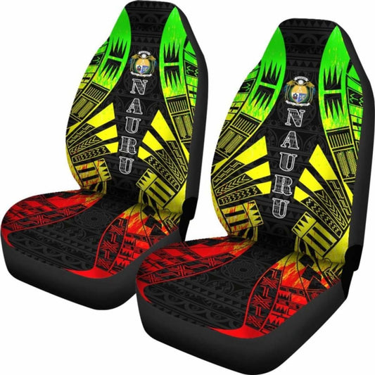 Nauru Car Seat Covers - Nauru Coat Of Arms Polynesian Tattoo Reggae - 9 174914 - YourCarButBetter