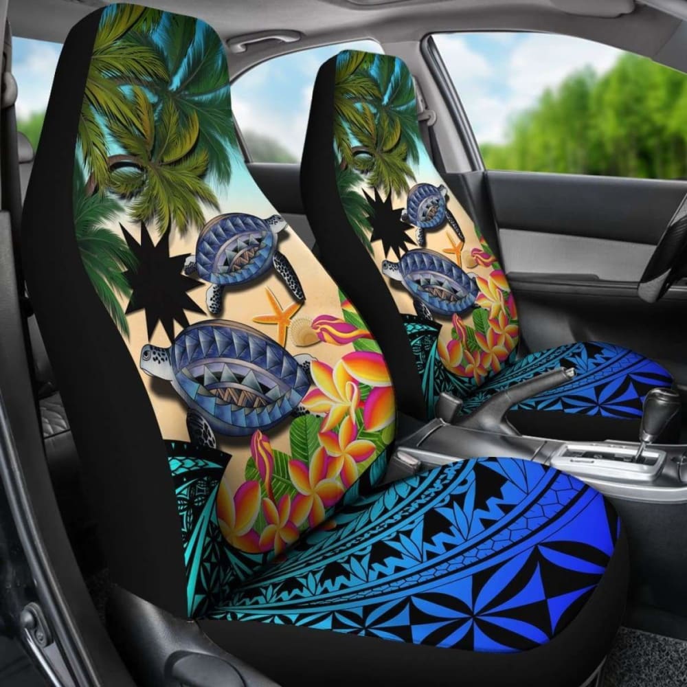 Nauru Car Seat Covers - Polynesian Turtle Coconut Tree And Plumeria Amazing 091114 - YourCarButBetter
