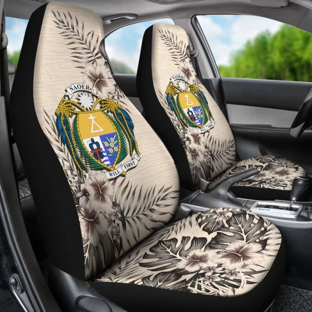 Nauru Car Seat Covers The Beige Hibiscus (Set Of Two) 7 232125 - YourCarButBetter