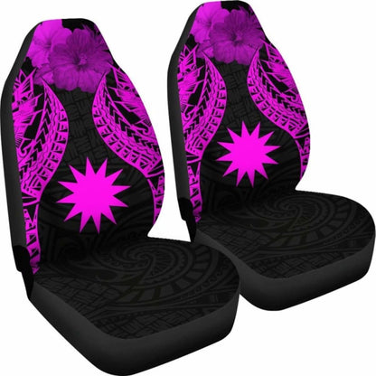 Nauru Polynesian Car Seat Covers Pride Seal And Hibiscus Pink - 232125 - YourCarButBetter