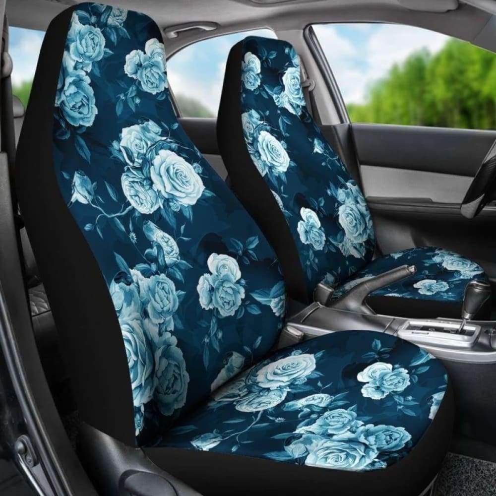 Navy Blue Roses Car Seat Covers 210705
