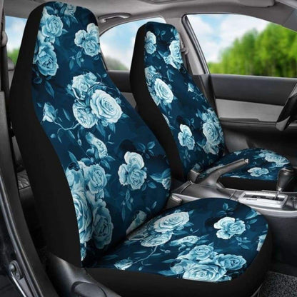 Navy Blue Roses Car Seat Covers 210705