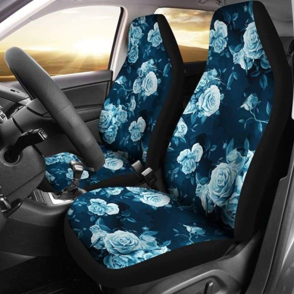 Navy Blue Roses Car Seat Covers 210705