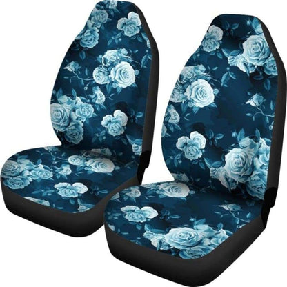 Navy Blue Roses Car Seat Covers 210705
