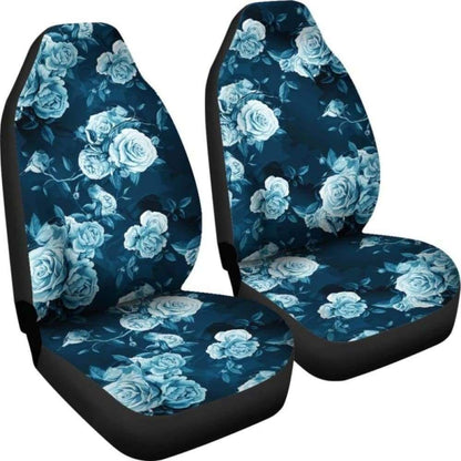 Navy Blue Roses Car Seat Covers 210705
