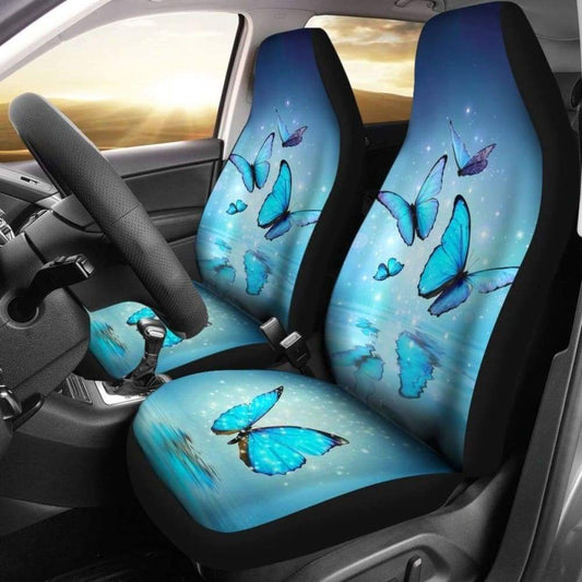 Neon Blue Butterfly Car Seat Covers 171204