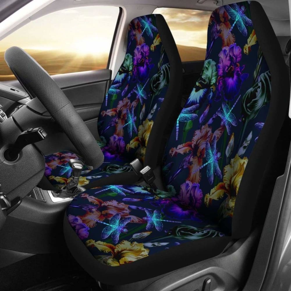 Neon Blue Purple Pink Dragonfly Car Seat Covers 135711