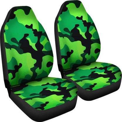Neon Green Military Camo Inspired Car Seat Covers Set Of 2 112608