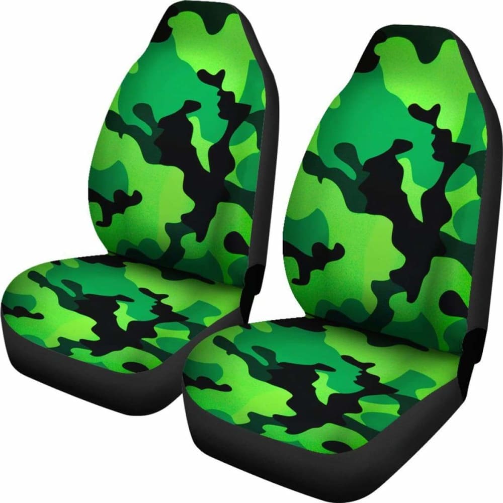 Neon Green Military Camo Inspired Car Seat Covers Set Of 2 112608
