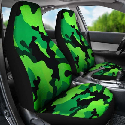 Neon Green Military Camo Inspired Car Seat Covers Set Of 2 112608