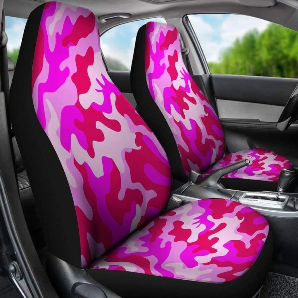 Neon Pink Military Camo Inspired Car Seat Covers Set Of 2 112608