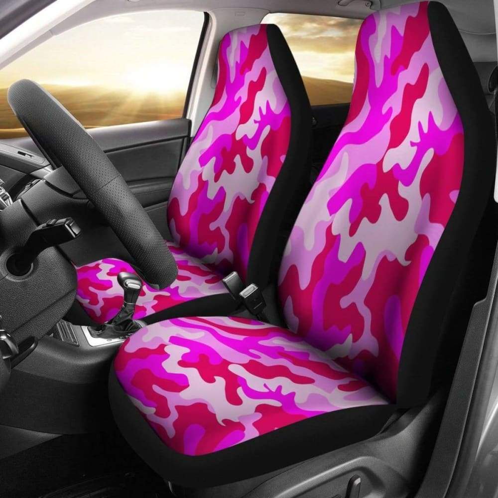 Neon Pink Military Camo Inspired Car Seat Covers Set Of 2 112608