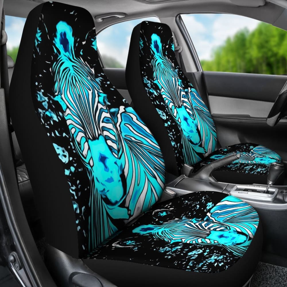 Neon Zebra Car Seat Covers - Piece Front 093223 - YourCarButBetter