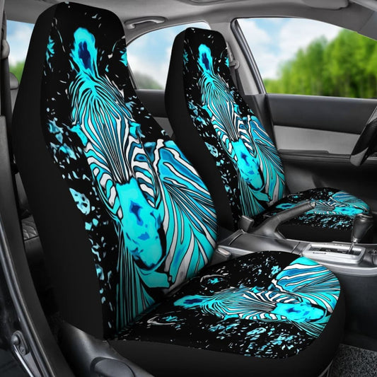 Neon Zebra Car Seat Covers - Piece Front 093223 - YourCarButBetter