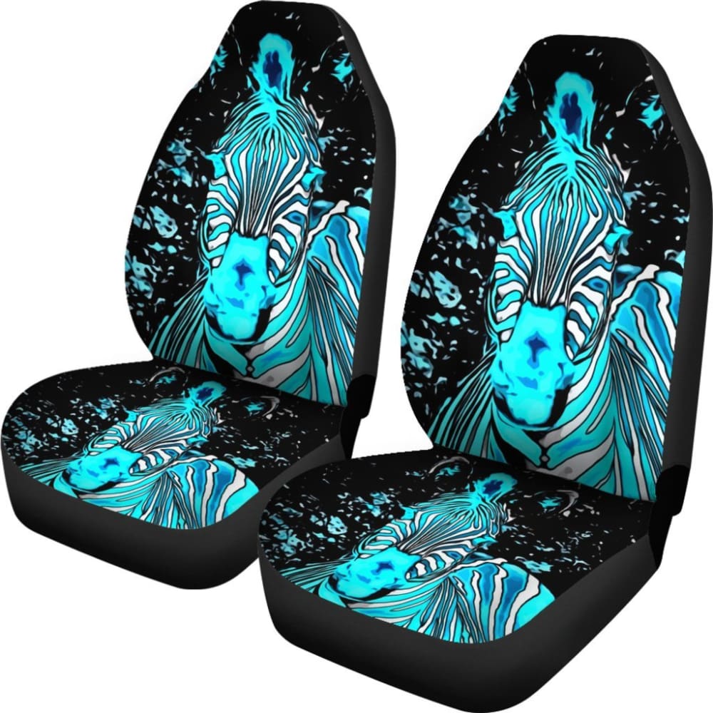 Neon Zebra Car Seat Covers - Piece Front 093223 - YourCarButBetter