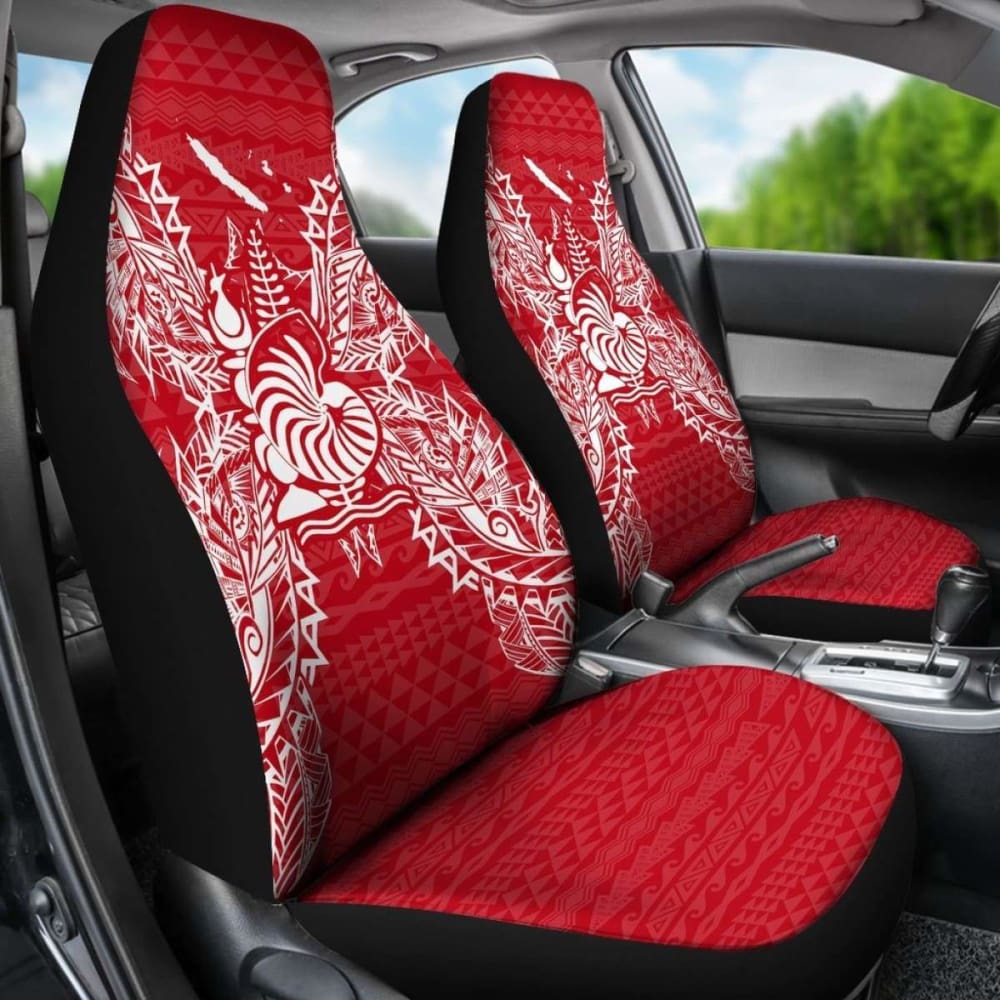 New Caldonia Car Seat Cover - New Caldonia Coat Of Arms Map Red White - 105905 - YourCarButBetter