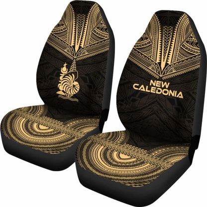 New Caledonia Car Seat Cover - New Caledonia Coat Of Arms Polynesian Chief Tattoo Gold Version - 10 174914 - YourCarButBetter