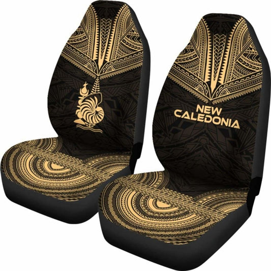 New Caledonia Car Seat Cover - New Caledonia Coat Of Arms Polynesian Chief Tattoo Gold Version - 10 174914 - YourCarButBetter
