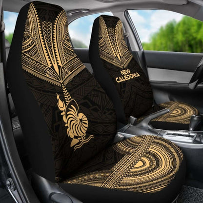 New Caledonia Car Seat Cover - New Caledonia Coat Of Arms Polynesian Chief Tattoo Gold Version - 10 174914 - YourCarButBetter
