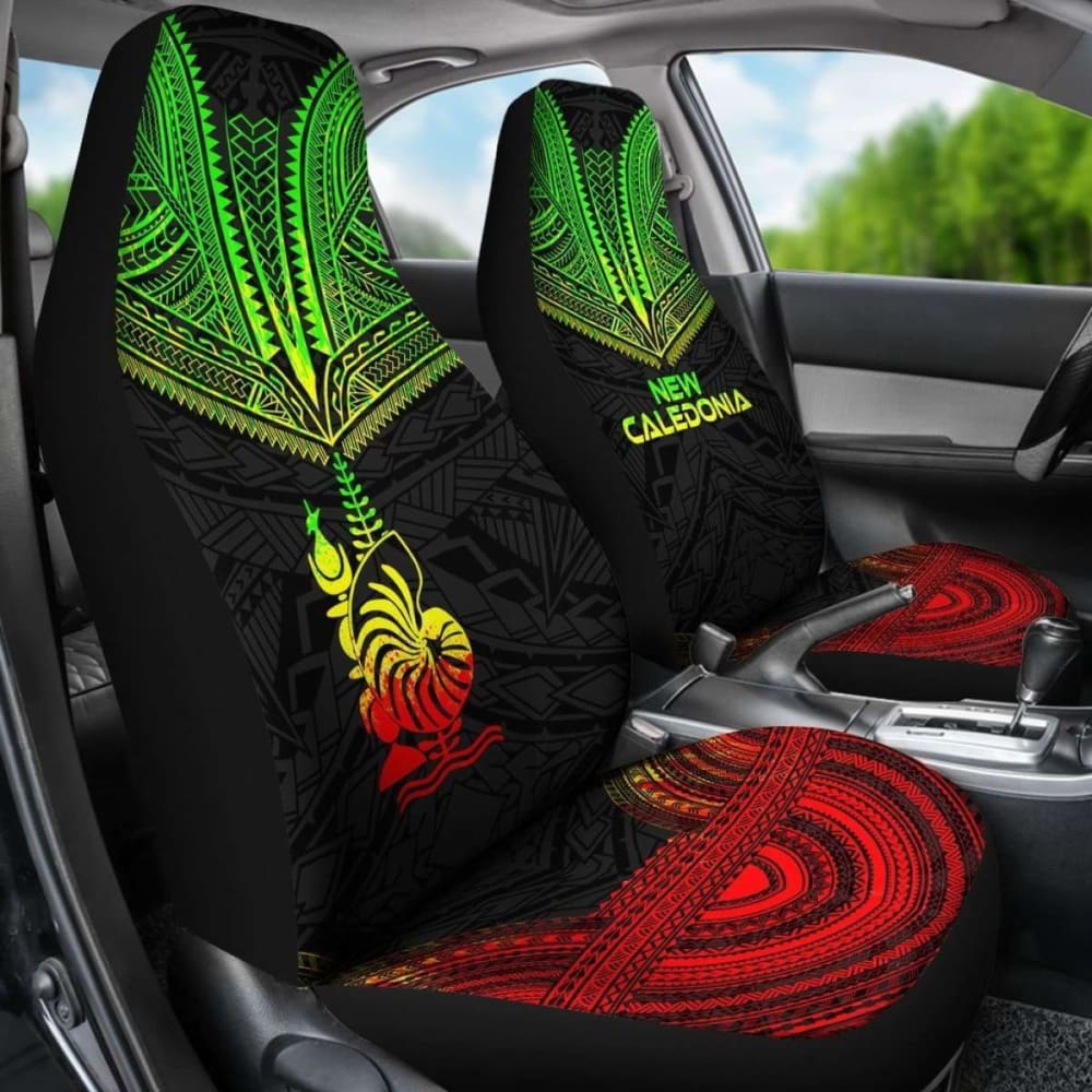New Caledonia Car Seat Cover - New Caledonia Coat Of Arms Polynesian Chief Tattoo Reggae Version - 10 174914 - YourCarButBetter
