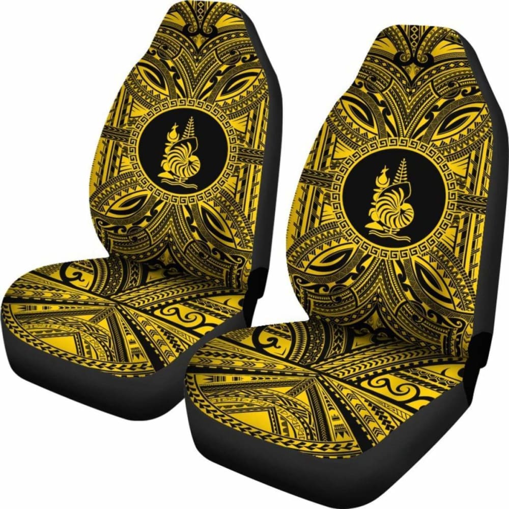 New Caledonia Car Seat Cover - New Caledonia Coat Of Arms Polynesian Gold Black 105905 - YourCarButBetter
