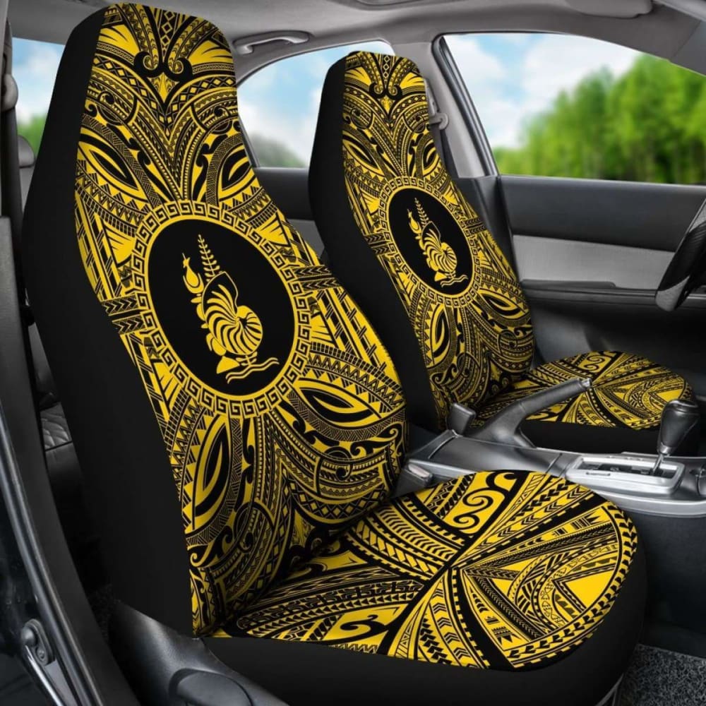 New Caledonia Car Seat Cover - New Caledonia Coat Of Arms Polynesian Gold Black 105905 - YourCarButBetter