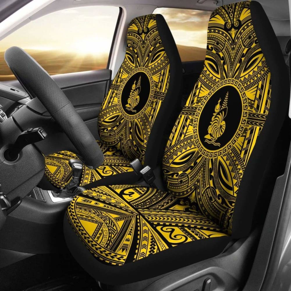 New Caledonia Car Seat Cover - New Caledonia Coat Of Arms Polynesian Gold Black 105905 - YourCarButBetter